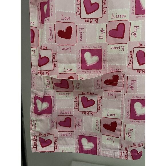 Lot of 2 Women Pink Hearts Floral V-Neck Scrub Tops Shirts Medium Pockets Cotton - Picture 4 of 10